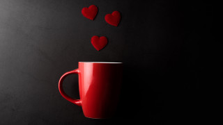 Red coffee cup hearts romantic - morning free wallpaper