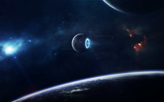 Space planet stars horizon moon 2 - chris cold free wallpaper