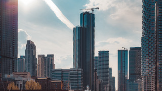 City skyline crane boat architecture - the water in front free wallpaper