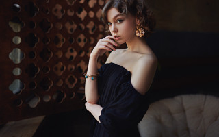 Woman black dress portrait jewelry - jewelry free wallpaper