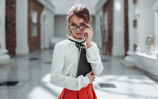 Woman white shirt red skirt 2 - cosplay free wallpaper