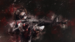 Masked woman gun cosplay red - cosplay free wallpaper