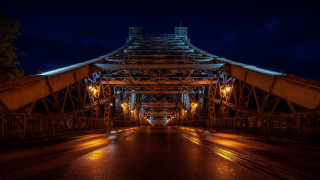 Christo bridge night cityscape street - a wet surface free wallpaper