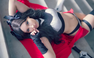 Cosplay woman red blanket black - ayako rokkaku free wallpaper