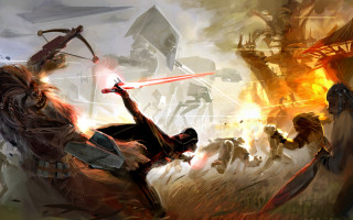 Sword fight battle men painting - sword free wallpaper