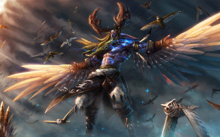 Angel wings sword birds fantasy - brom free wallpaper