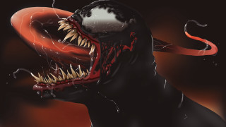 Black red monster sharp teeth - a red tongue free wallpaper