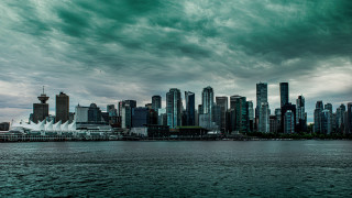 Vancouver skyline cloudy water matte - a large body of water free wallpaper