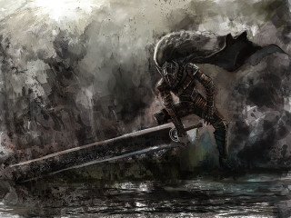 Man sword water black cloud - darek zabrocki free wallpaper