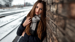 Elina karimova brick wall train - a scarf free wallpaper