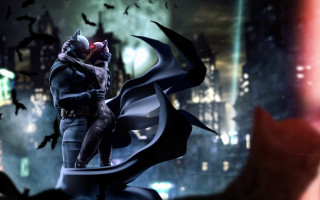 Batman bat cat city night - nearby free wallpaper