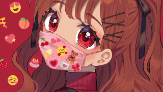 Girl mask cat nose red - high free wallpaper