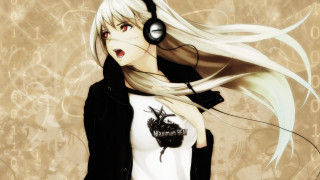 Woman headphones black jacket listening - headphone free wallpaper