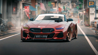Red sports car motorcycle street - aimitsu free wallpaper