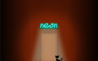 Neon cat brick wall door - neon free wallpaper