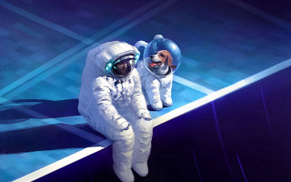 Astronauts dog space shuttle concept - christopher moeller free wallpaper for desktop