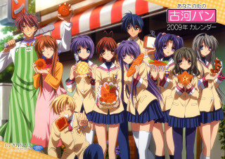 Anime girls food posing picture - a store free wallpaper