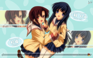 Anime girls hugging blue bubbles - bubble free wallpaper