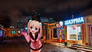 Cyberpunk anime girl cityscape neon - beeple free wallpaper