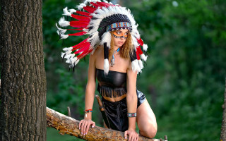 Native american woman forest tribal - primitivism free wallpaper