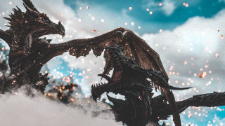 Dragon attack cloudy sky starry - epic fantasy free wallpaper