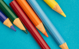 Colored pencils blue surface childrens - a childs free wallpaper