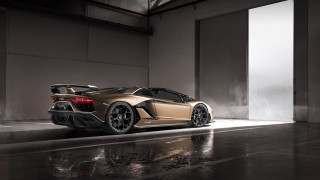 Gold sports car garage doors - a rear view mirror free wallpaper