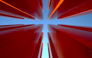 Red structure blue sky white - carol bove free wallpaper