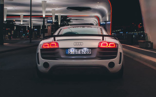 White car night street train - a train in the background free wallpaper