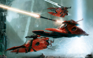 Red helicopter laser sky city - redshift free wallpaper