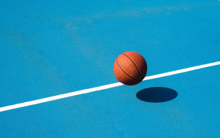 Basketball blue court shadow minimalism - deep 3 point perspective free wallpaper