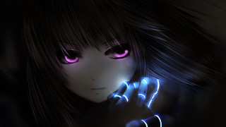 Glowing eyes gothic anime girl - pink eye free wallpaper