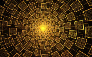 Yellow black fractal pattern squares - square free wallpaper