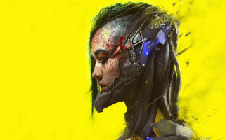 Futuristic helmet green hair blood - a futuristic helmet free wallpaper