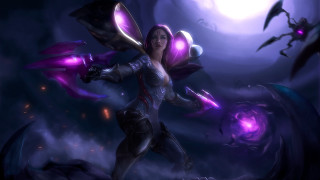 Futuristic woman bat armor glowing - a purple light free wallpaper