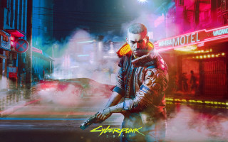 Cyberpunk cityscape neonlights smoke gun - cyberpunk art free wallpaper