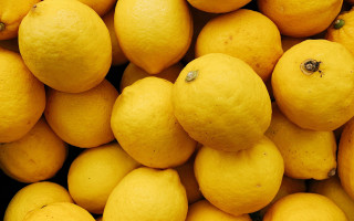 Lemons stilllife yellow background black - a table top free wallpaper