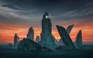 Desert rock formation sunset sky - anton fadeev free wallpaper