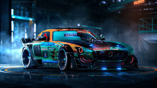 Futuristic car cyberpunk dark room - darek zabrocki free wallpaper