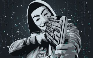 Mask keyboard cybernetics vector andries - free cyberpunk wallpaper