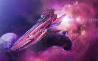 Pink space ship purple sky - pink free wallpaper for desktop