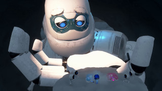 Robot mask sitting snow toothbrush - a toothbrush free wallpaper