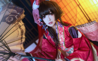 Red dress umbrella cosplay japanese - cosplay free wallpaper