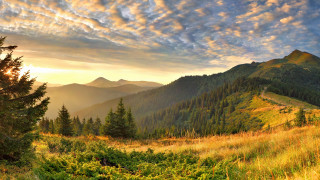 Mountain sunset clouds naturalism autumn - scenic free wallpaper