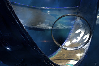 Futuristic object circular sky background - star citizen halo free wallpaper
