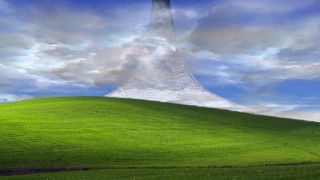 White object sky green field - halo free wallpaper