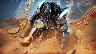 Desert robot clouds ember mecha - aleksi briclot free wallpaper