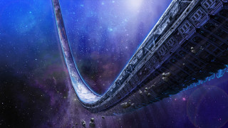 Space station galaxy earth stars - matte painting concept art free wallpaper