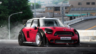 Red white mini cooper smoke - mini free wallpaper