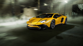 Yellow sports car night fog 4 - a yellow sports car free wallpaper